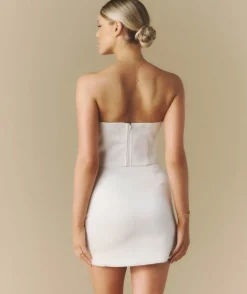 Satin Tailored Mini Skirt - White
