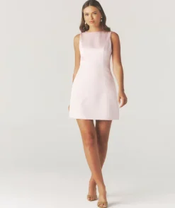 Seam Detail Satin Shift Dress - Pale Pink