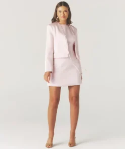 Seam Detail Satin Shift Dress - Pale Pink