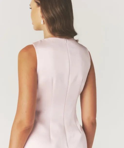 Seam Detail Satin Shift Dress - Pale Pink