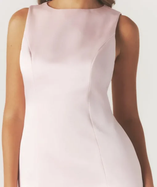 Seam Detail Satin Shift Dress - Pale Pink