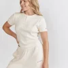Short Sleeve Pointelle Top & Pointelle Pyjama Short Set - Rosewater