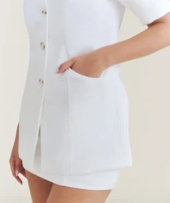 Short Sleeve Tailored Blazer - White