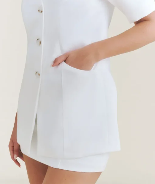 Short Sleeve Tailored Blazer - White