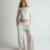 Soft Wide Leg Lounge Trousers - Oatmeal Marl