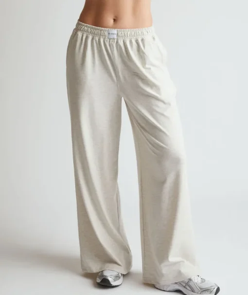 Soft Wide Leg Lounge Trousers - Oatmeal Marl