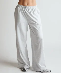 Soft Wide Leg Lounge Trousers - Grey Marl