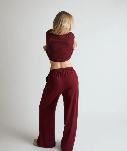 Soft Wide Leg Lounge Trousers - Merlot