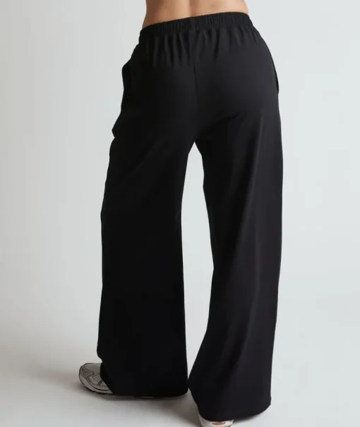 Soft Wide Leg Lounge Trousers - Black