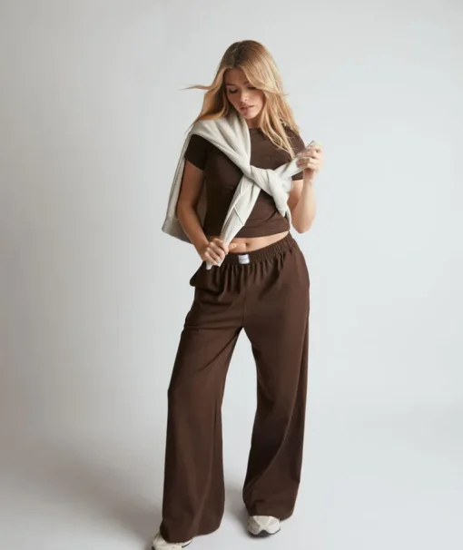 Soft Wide Leg Lounge Trousers - Espresso