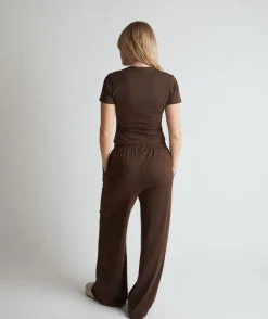 Soft Wide Leg Lounge Trousers - Espresso