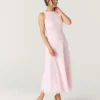 Tailored Trim Detail Midi Dress - Pale Pink