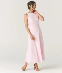 Tailored Trim Detail Midi Dress - Pale Pink