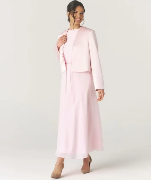 Tailored Trim Detail Midi Dress - Pale Pink