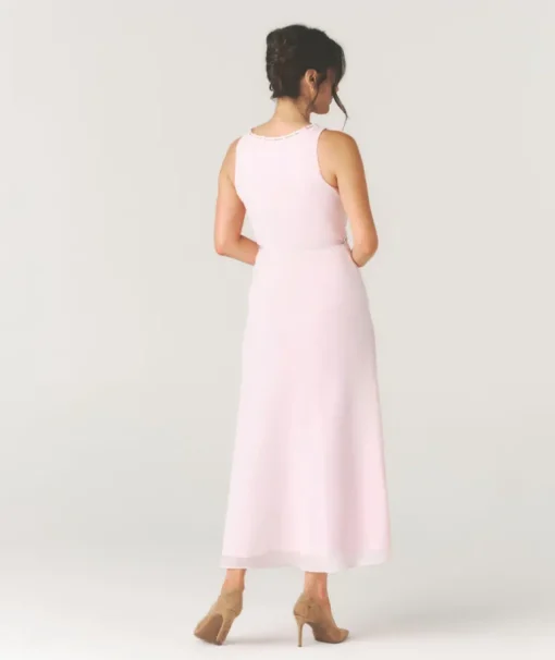 Tailored Trim Detail Midi Dress - Pale Pink