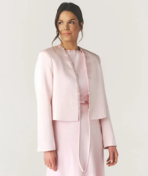 Tailored Trim Detail Satin Jacket - Pale Pink