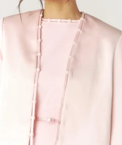 Tailored Trim Detail Satin Jacket - Pale Pink