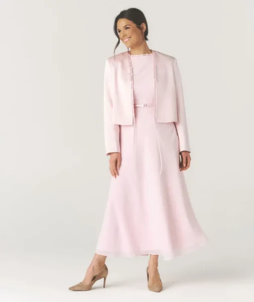 Tailored Trim Detail Satin Jacket - Pale Pink