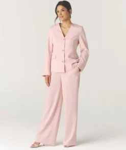 Tailored Wide Leg Trouser - Pink