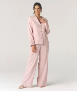 Tailored Wide Leg Trouser - Pink