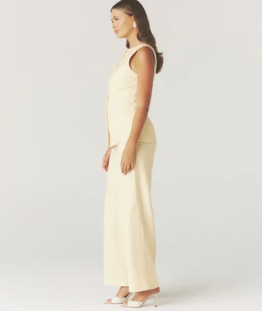 Tailored Wide Leg Trousers - Lemon