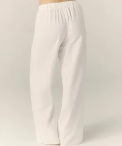Textured Trim Pyjama Trousers - White