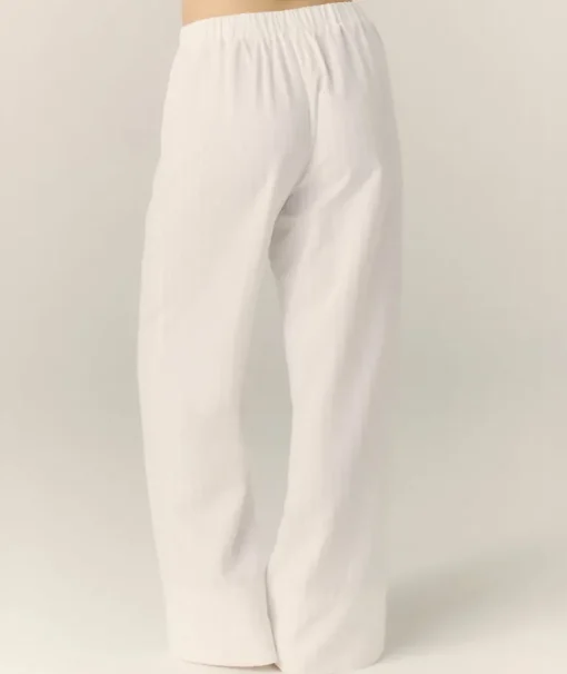 Textured Trim Pyjama Trousers - White