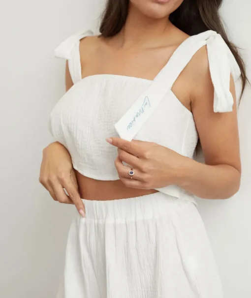 Tie Shoulder Cotton Cami and Short Night Set - Ivory