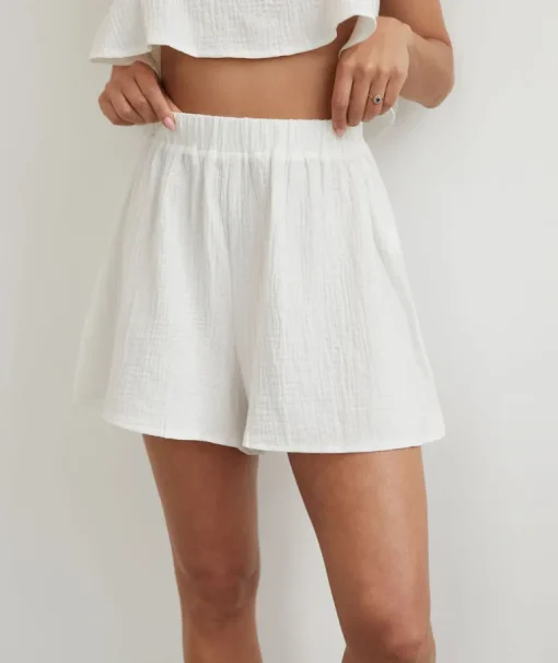 Tie Shoulder Cotton Cami and Short Night Set - Ivory