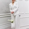 Wide Leg Tailored Trousers - White