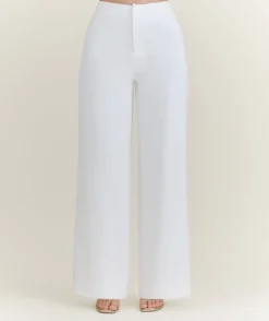 Wide Leg Tailored Trousers - White