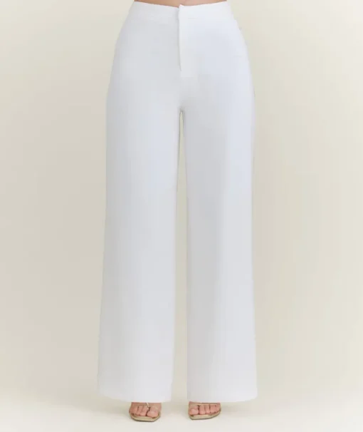 Wide Leg Tailored Trousers - White