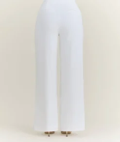 Wide Leg Tailored Trousers - White