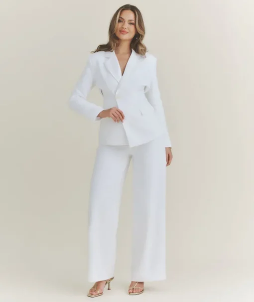 Wide Leg Tailored Trousers - White