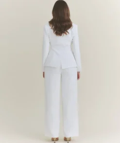 Wide Leg Tailored Trousers - White