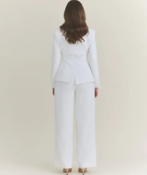 Wide Leg Tailored Trousers - White