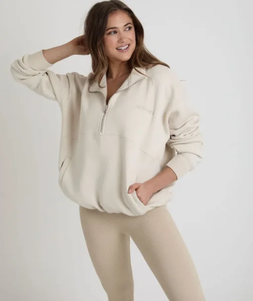 Wifey Quarter Zip Sweatshirt - Champagne