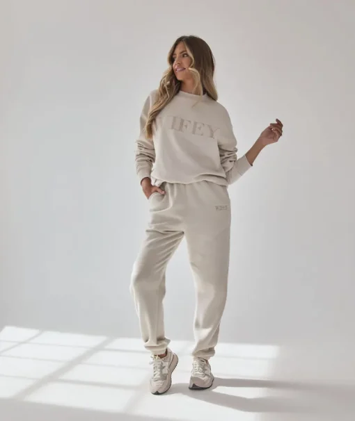 Wifey Statement Sweatpants - Champagne