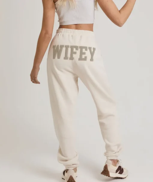 Wifey Teddy Sweatpants - Champagne