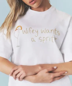 Wifey Wants a Spritz Beaded Tee - White